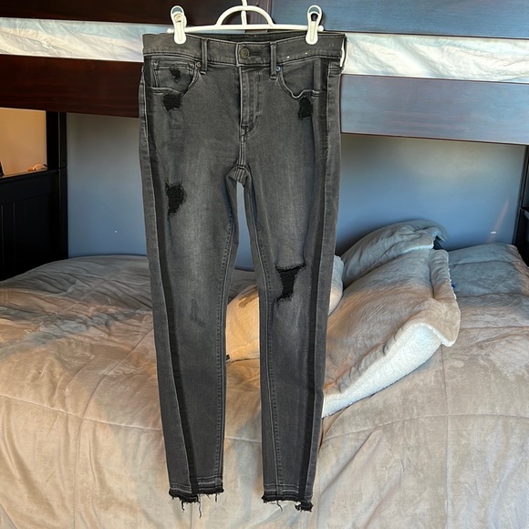 Express Black Washed Denim Jeans with Black Side Stripe